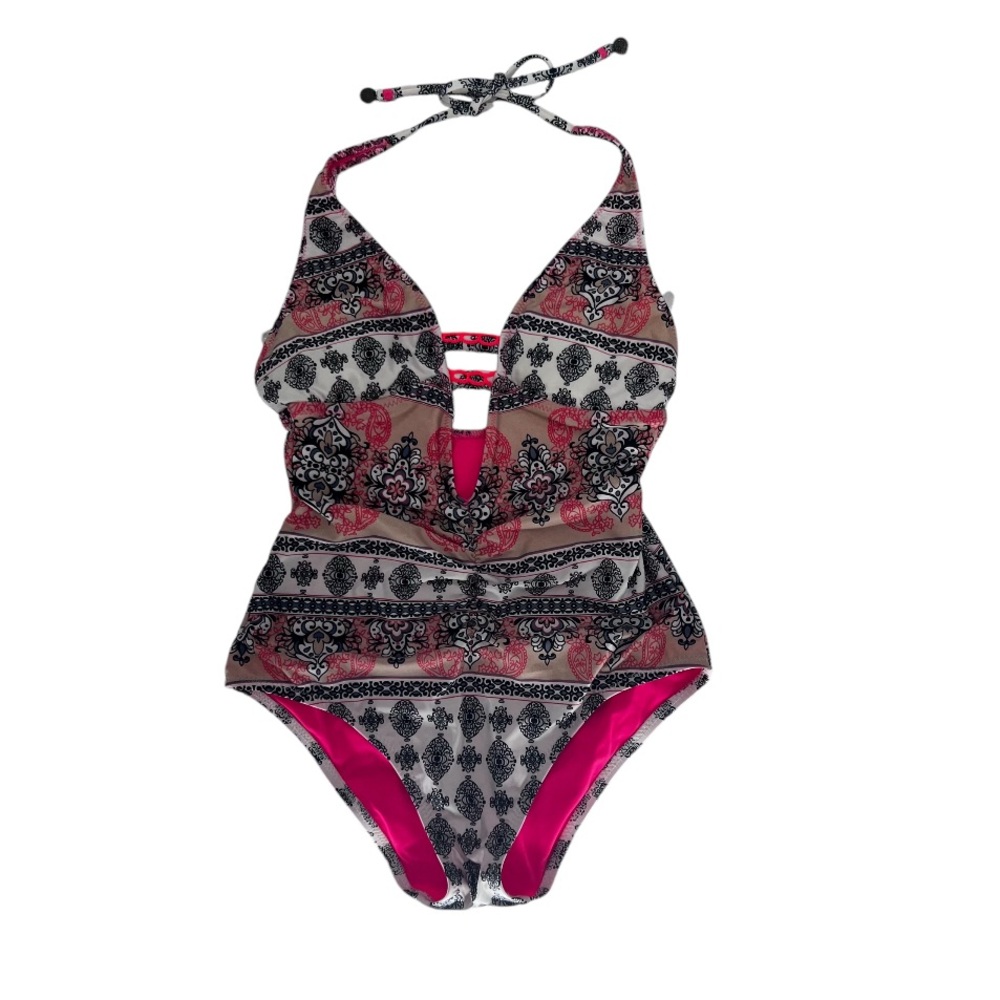 Becca by Rebecca Virtue Boho Halter One Piece Swimsuit Size M